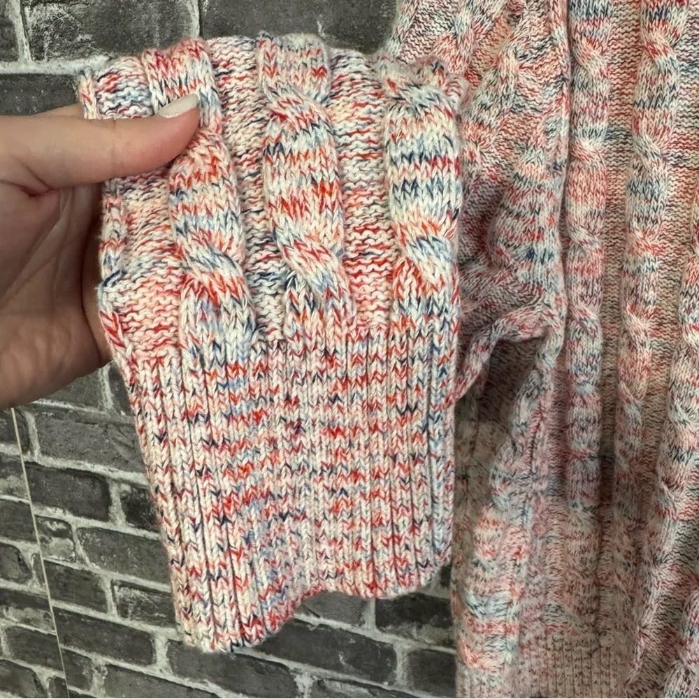 J. Crew cable knit pullover sweater red white blue